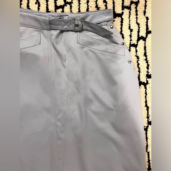 Vintage Thierry Mugler Women’s Belted Wool Pencil Skirt Sky Blue 40 4 S - Picture 4 of 7